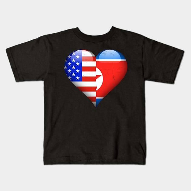 Half American Half North Korean - Gift for North Korean From North Korea Kids T-Shirt by Country Flags